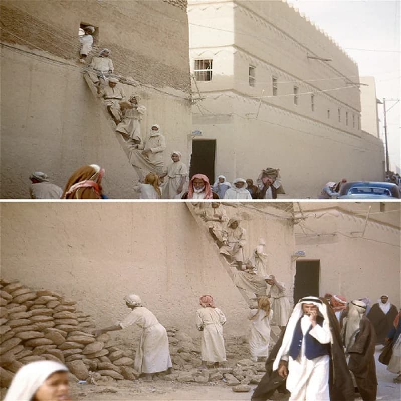 صورة جميلة لرجال يبنون مبنى في أحد أحياء الرياض