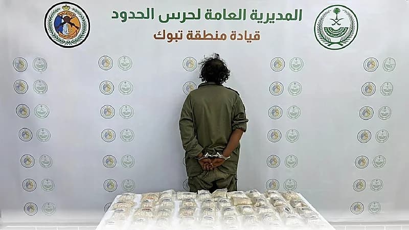 ضبط مخالف لنظام الأمن لتهريبه 60,000 قرص من الإمفيتامين المخدر بتبوك