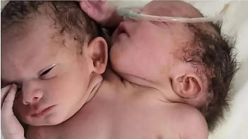 حالة نادرة.. سيدة تلد توأم برأسين و3  أذرع