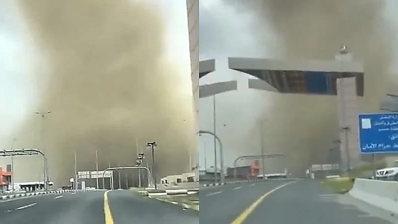 إعصار قمعي مهيب يضرب شمال أبها..  فيديو