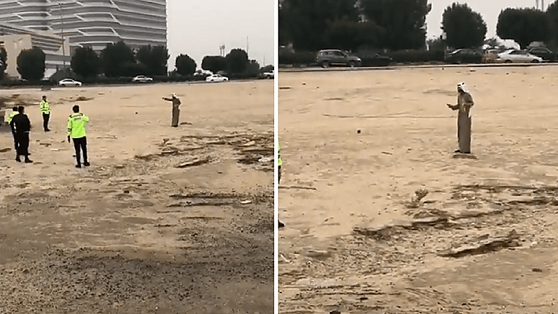 شاهد.. شخص يحاول الانتحار بحرق نفسه في تيماء بالكويت