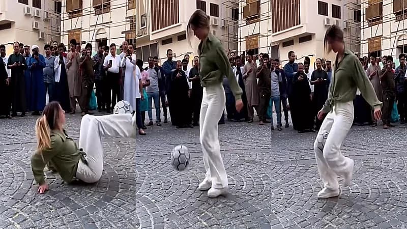 فيديو .. فتاة تستعرض مهارتها في كرة القدم بجدة