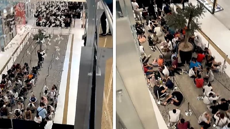 طوابير من الأشخاص على متجر أبل لشراء آيفون 15 في دبي.. فيديو