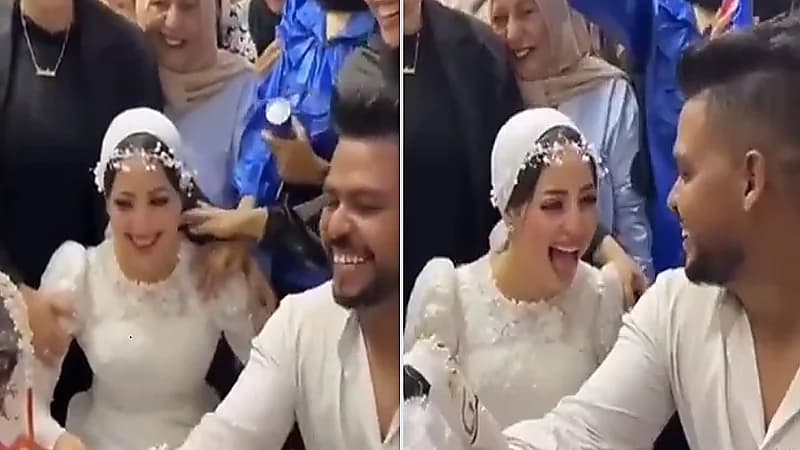 ضحك هستيري لعروس بعد قول المأذون "العاقلة"..فيديو