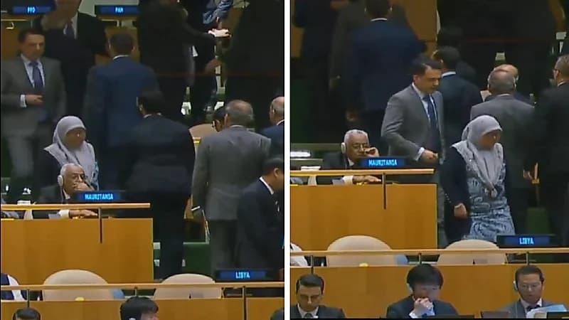 فرحة وفد فلسطيني بعد التصويت بمنح فلسطين عضوية الأمم المتحدة.. فيديو