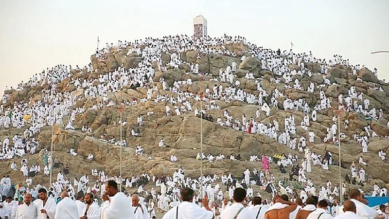 مصور ينقذ حاجة سقط من جبل الرحمة .. فيديو