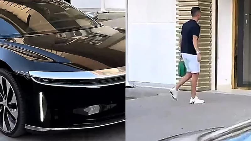 رونالدو يصل لمقر النصر بسيارة لوسيد  ..  فيديو