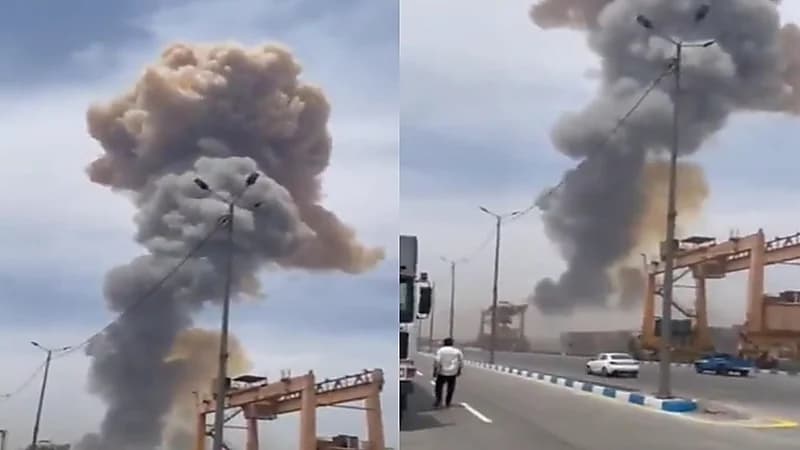 انفجار ضخم في ميناء بإيران.. فيديو