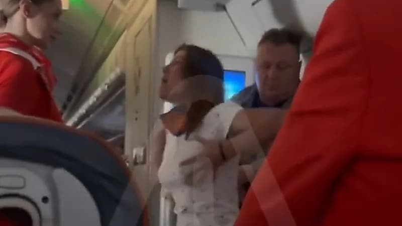 راكبة تثير الفوضى في إحدى الرحلات الجوية وتهدد بفتح مخرج الطوارئ.. فيديو