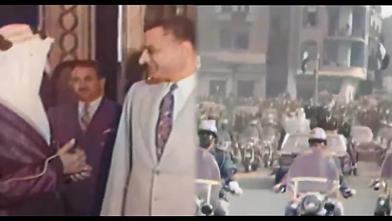 مقطع نادر للملك فيصل أثناء زيارته لمصر والتقاء الرئيس الراحل جمال عبد الناصر