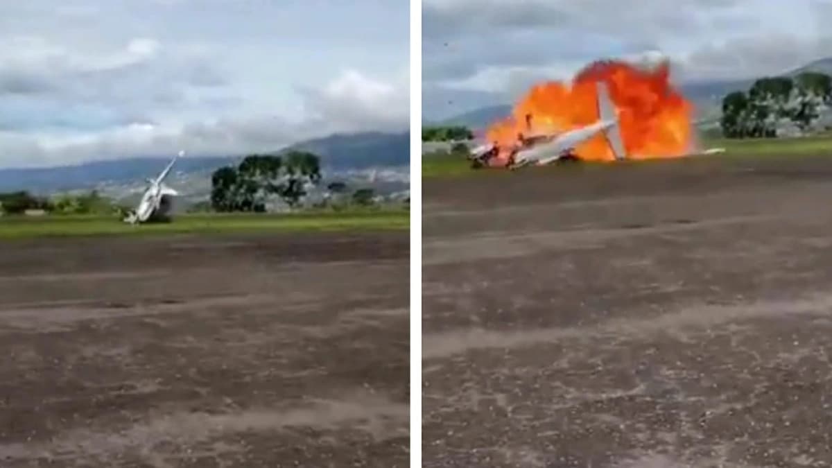 انفجار وتحطم طائرة أثناء الإقلاع في فنزويلا .. فيديو