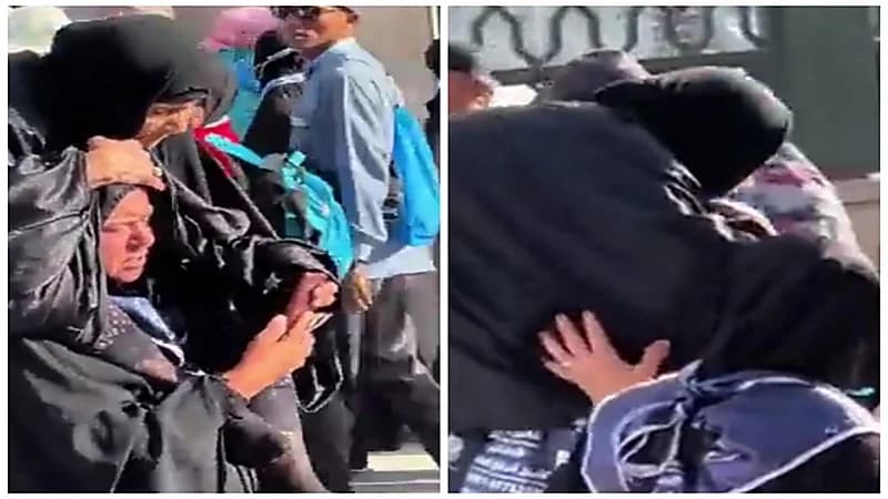 مشهد مؤثر لسيدة تحمل أمها على كتفها لأداء الصلاة في المسجد النبوي .. فيديو