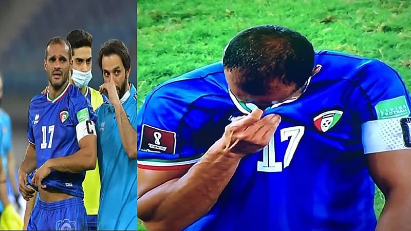 فيديو.. بكاء قائد المنتخب الكويتي بعد الخروج من تصفيات كأس العالم