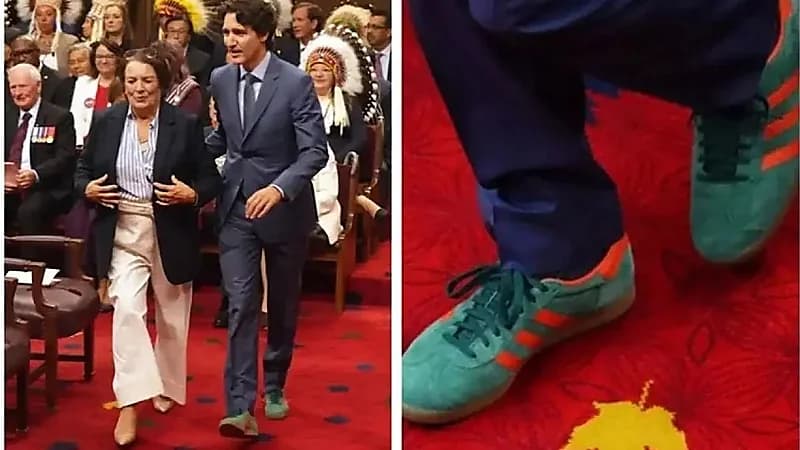 ترودو يثير الجدل بحذاء غير تقليدي خلال استقبال الملك تشارلز
