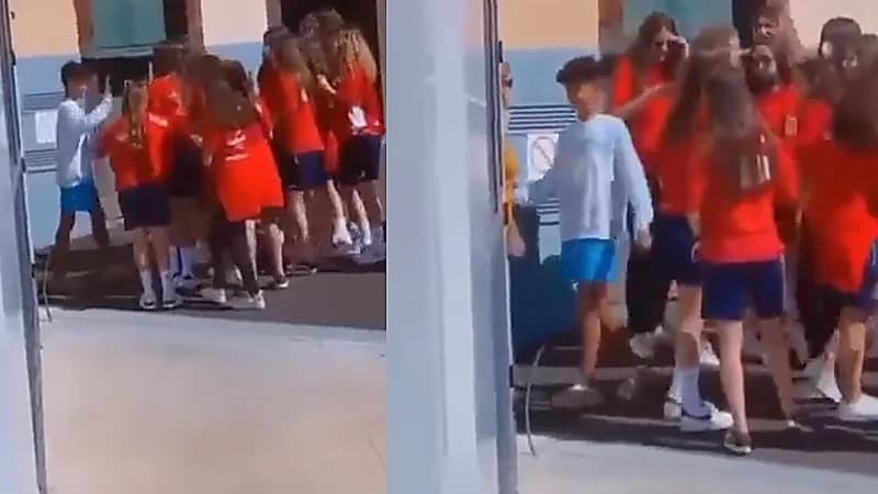 نجل رونالدو يظهر بين مجموعة فتيات جميلات يلتفون حوله .. فيديو