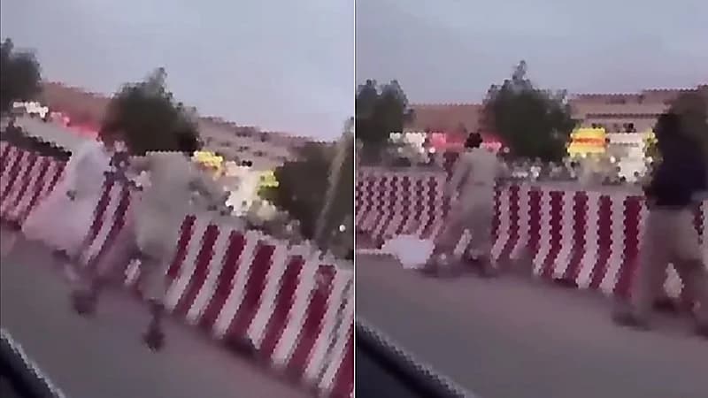 شاهد.. اعتداء مقيمين على مواطن في أحد الشوارع وتركه مغمى عليه