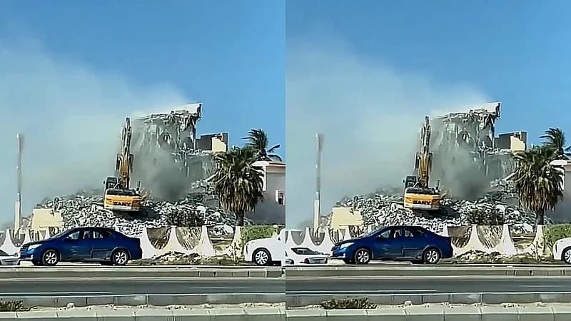 لحظة إزالة أحد القصور المخالفة في أبحر الشمالية .. فيديو