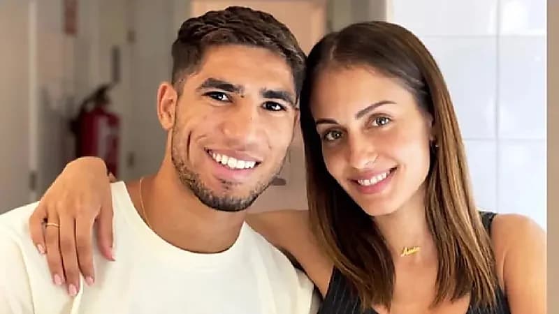 شاهد .. زوجة أشرف حكيمي تعاتبه لتأخره في الاحتفال معها بعد التأهل