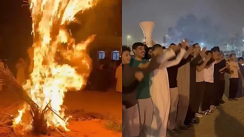 أهالي سكاكا يشعلون العدوة ابتهاجًا بعيد الفطر وإحياءً لموروثهم القديم.. فيديو