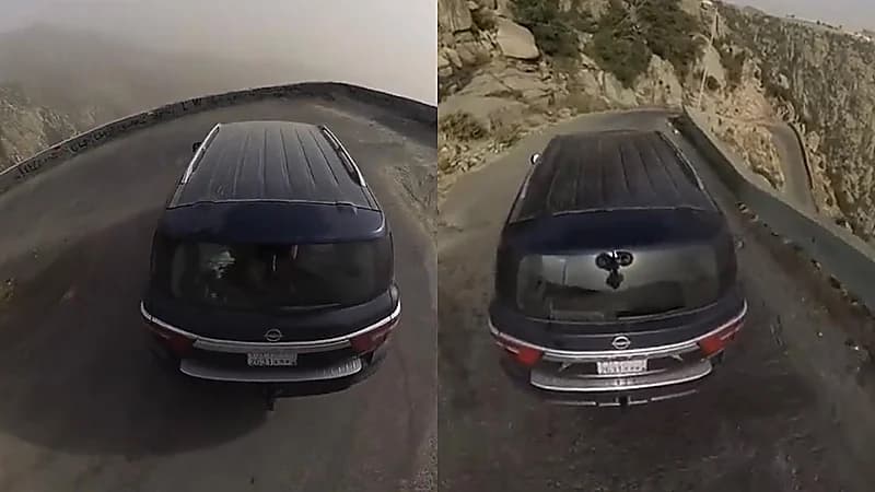 شخص يوضح كيفية النزول من عقبة سنان في الجنوب بمشهد يحبس الأنفاس .. فيديو