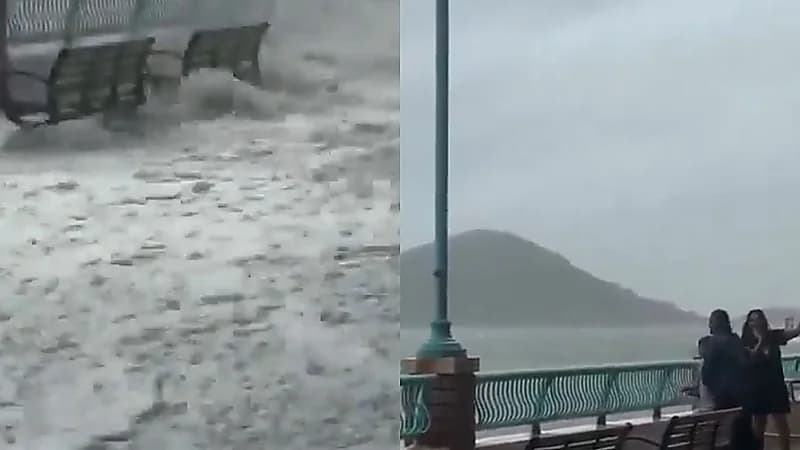 اعتقال سيدتين لتعريض طفل للخطر خلال إعصار راغاسا.. فيديو