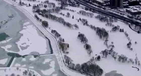 بالفيديو.. عاصفة ثلجية قوية تضرب شيكاغو الأمريكية