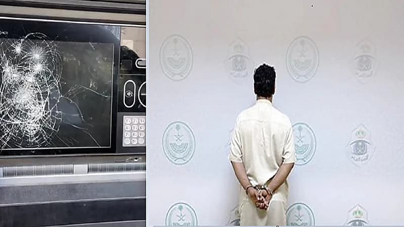 ضبط مواطن قام بتكسير صراف آلي في القصيم..فيديو