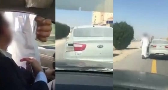 بالفيديو.. شاب متهور يعترض مركبة ويشهر سكينا في وجه قائدها