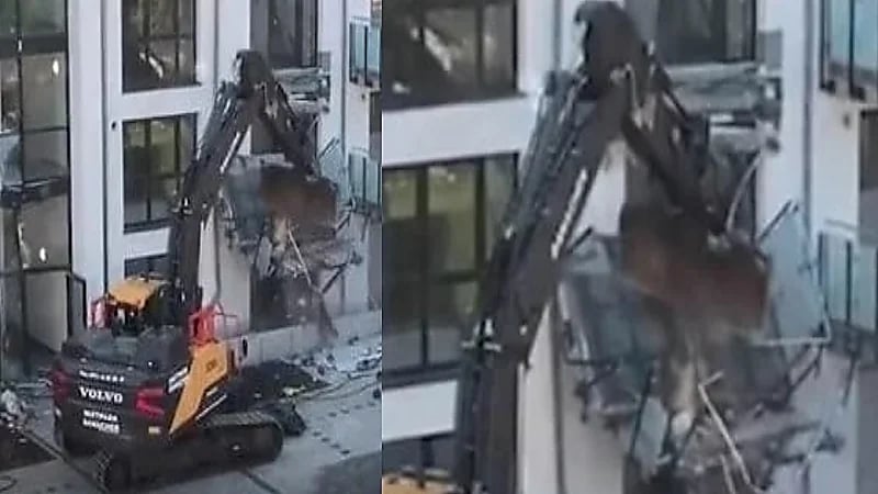 بالفيديو.. مقاول ينتقم من صاحب مبنى سكني بطريقة مروعة لعدم تلقيه أجره