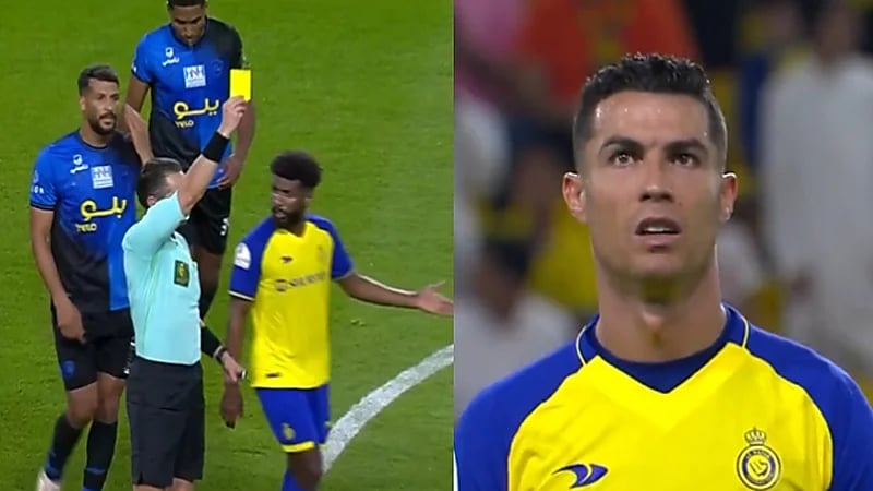 فيديو .. لحظة انفعال رونالدو على الحكم وتلقيه إنذار في لقاء أبها