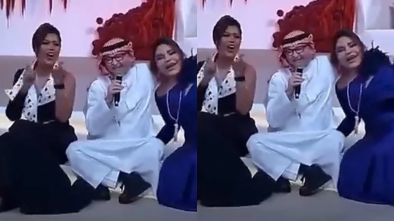 عبدالمجيد عبدالله يتفاعل مع الفنانة أحلام ووعد ويغني بسعادة .. فيديو