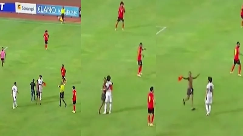 شاهد.. جماهير توقف مباراة مصر وأنجولا بسبب محمد صلاح