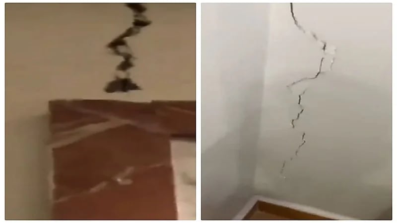 شاهد.. تضرر جدران أحد المنازل في الكويت جراء الهزة الأرضية