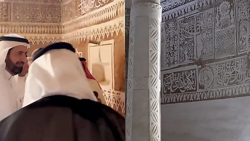 قصة جدران المجالس الطينية في حائل التي استوقفت وزير الحج ونظيره العراقي .. فيديو