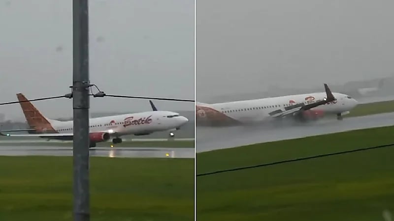 نجاة ركاب طائرة من كارثة أثناء الهبوط في مطار بأندونيسيا.. فيديو