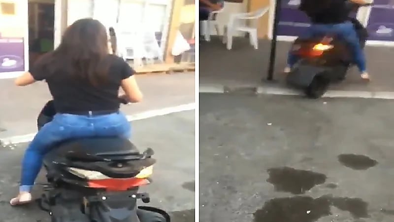 فتاة لبنانية خلت الباب يبكي أثناء قيادتها دراجة نارية.. فيديو