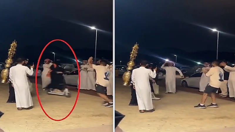 فتاة تقتحم تجمع شبابي بالسكوتر .. فيديو