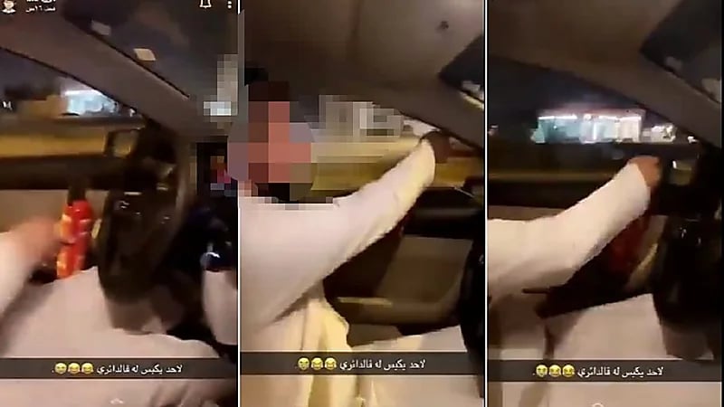 فيديو متداول لشخص متهور يفتح طفايات حريق على السيارات بالرياض
