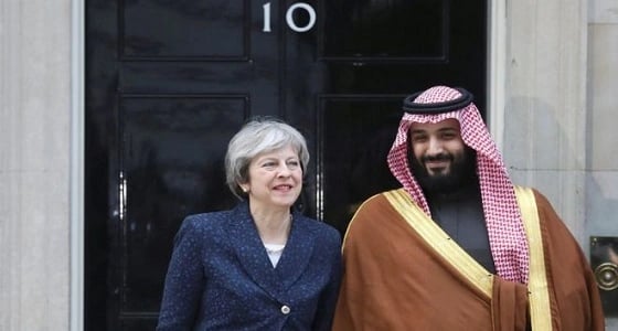 ولي العهد يلتقي تيريزا ماي على مأدبة عشاء