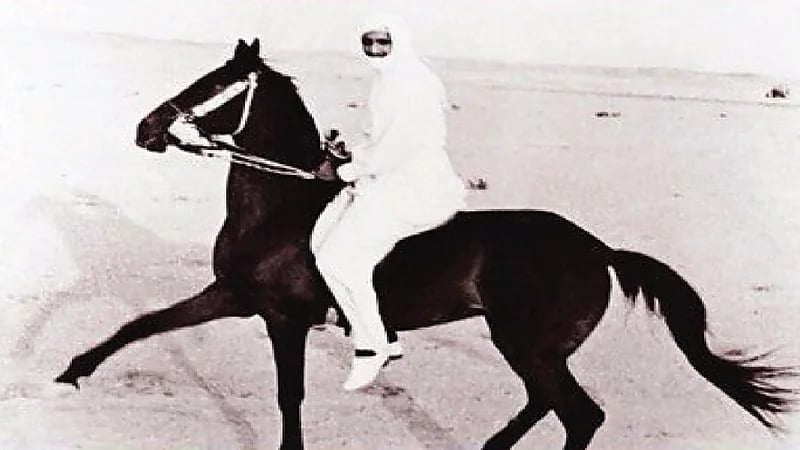 صورة نادرة للملك سلمان وهو يمارس هواية الفروسية