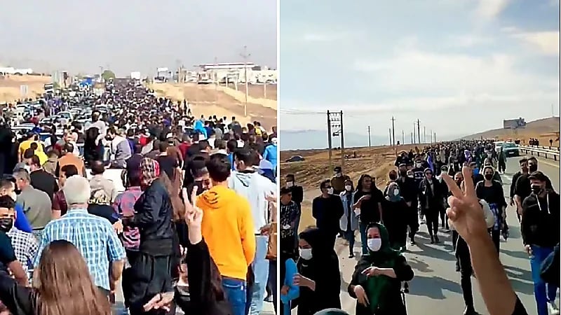 شاهد .. مسيرة ضخمة تتوجه إلى قبر الفتاة مهسا في ذكرى أربعينيتها