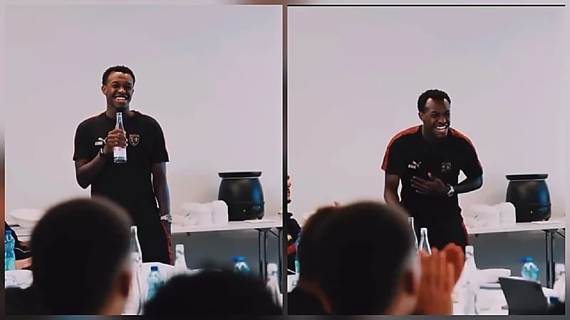 سعود عبدالحميد يغني بالعربية أمام لاعبي لانس .. فيديو