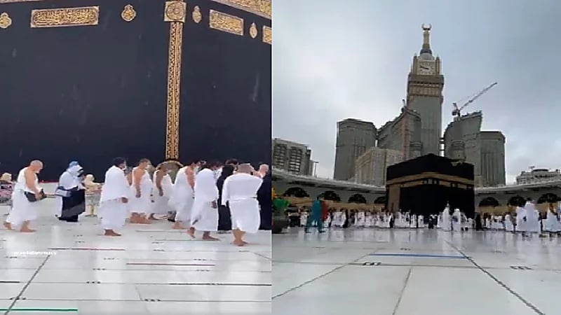 شاهد.. هطول أمطار غزيرة على المسجد الحرام