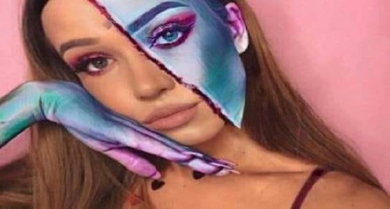 بالصور.. شابة تحول وجهها إلى لوحات مدهشة