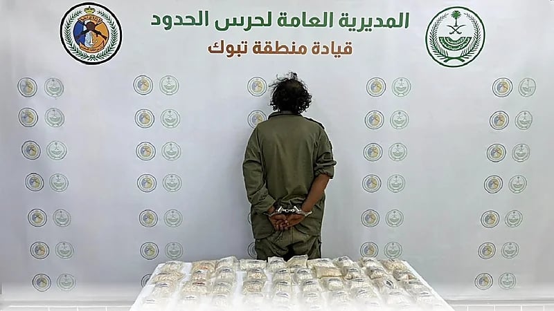 ضبط مخالف لنظام الأمن لتهريبه 60,000 قرص من الإمفيتامين المخدر بتبوك