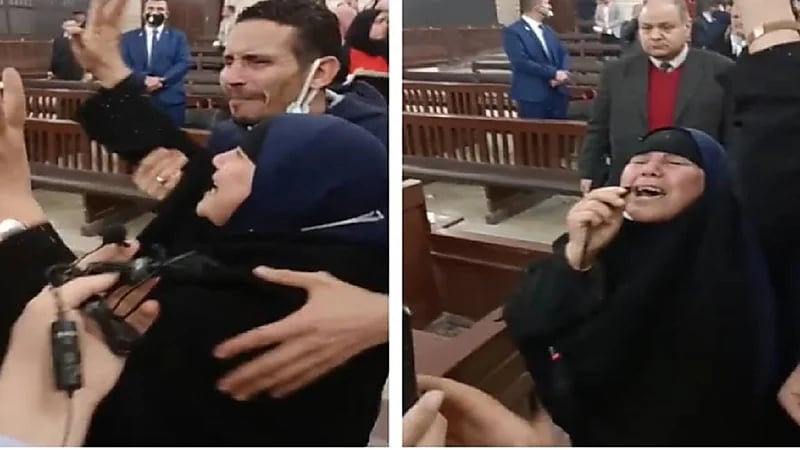 رد فعل مؤثر لسيدة لحظة الحكم بإعدام قتلة ابنتها