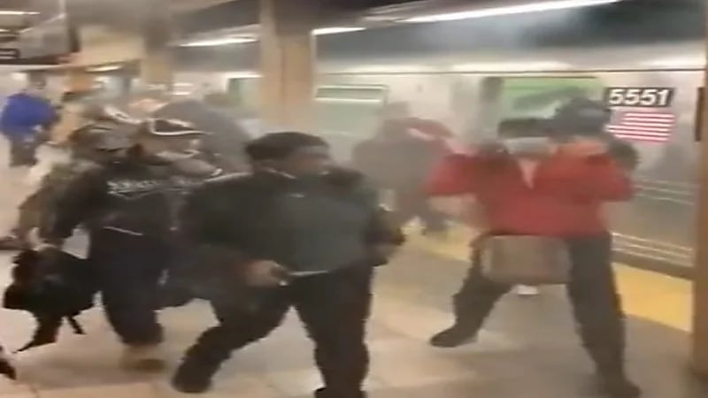 شاهد.. هلع ورعب بين الركاب لحظة إطلاق قنبلة دخانية في نيويورك