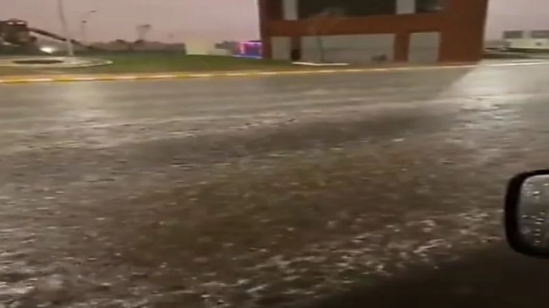 شاهد.. أمطار غزيرة مصحوبة بزخات برد على طريف