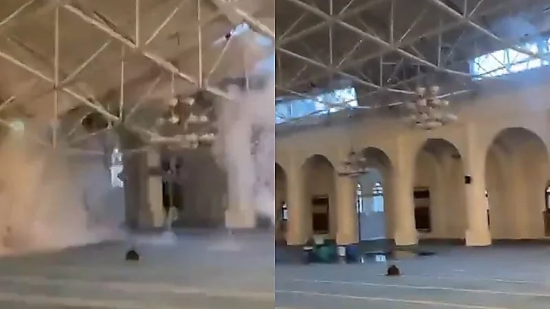 الأمطار تتسبب في انهيار سقف جامع جامعة الملك فهد بالظهران .. فيديو