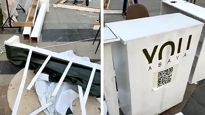 بالفيديو .. مجهولون يحطمون معرض شاب لبيع العبايات بالرياض